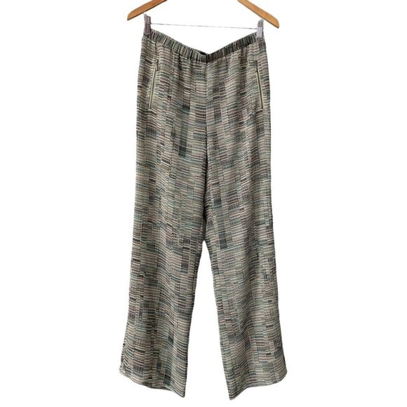 NIC+ZOE Green Geometric Print Elastic Waist Pull On Pants Women's Size Small - Picture 1 of 7
